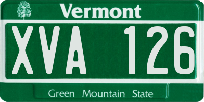 VT license plate XVA126