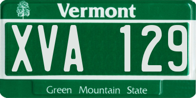 VT license plate XVA129