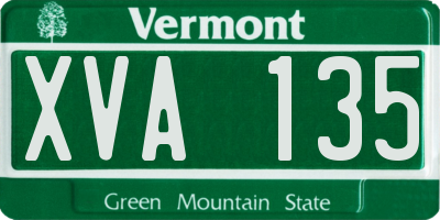 VT license plate XVA135
