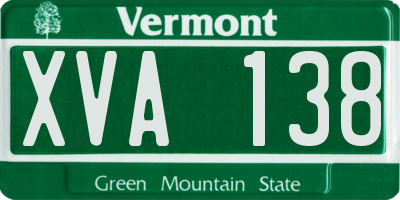 VT license plate XVA138