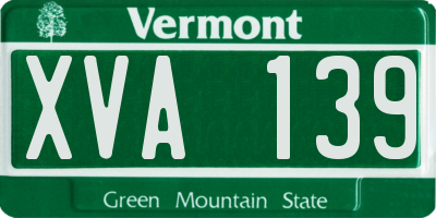 VT license plate XVA139
