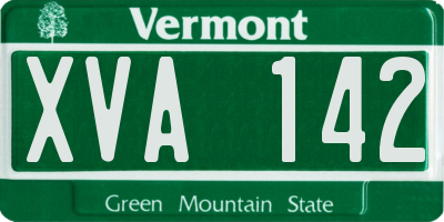 VT license plate XVA142