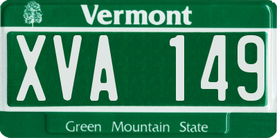 VT license plate XVA149