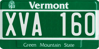 VT license plate XVA160