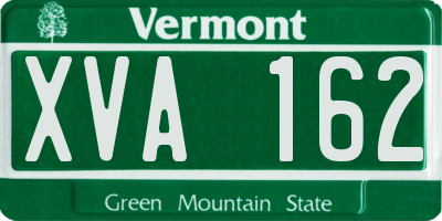 VT license plate XVA162