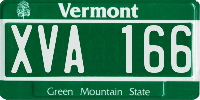 VT license plate XVA166