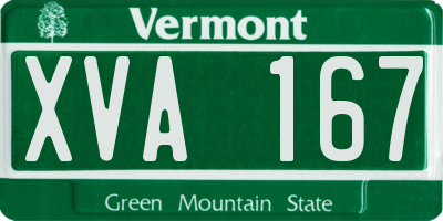 VT license plate XVA167