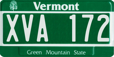 VT license plate XVA172