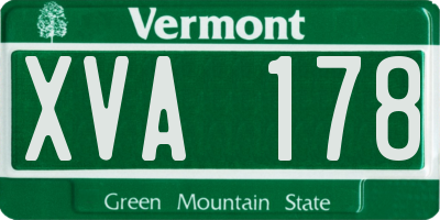 VT license plate XVA178