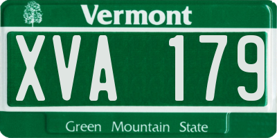 VT license plate XVA179