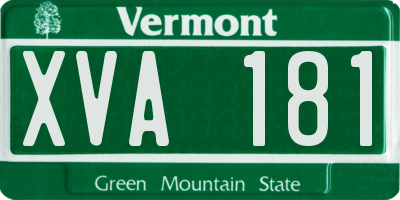 VT license plate XVA181