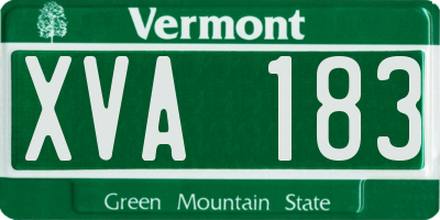 VT license plate XVA183