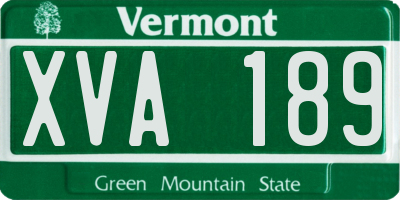 VT license plate XVA189