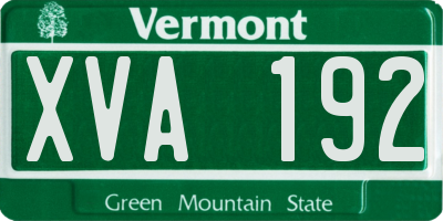 VT license plate XVA192
