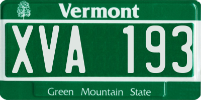 VT license plate XVA193