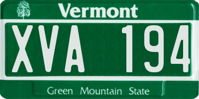 VT license plate XVA194