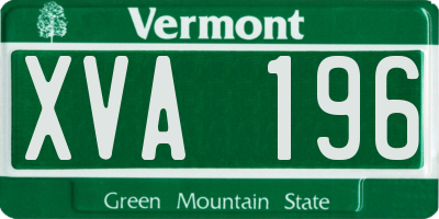 VT license plate XVA196