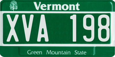 VT license plate XVA198