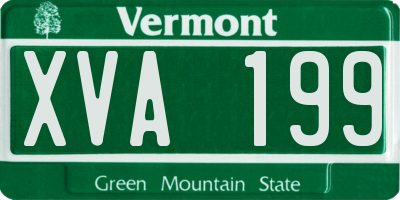 VT license plate XVA199