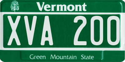 VT license plate XVA200