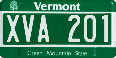 VT license plate XVA201
