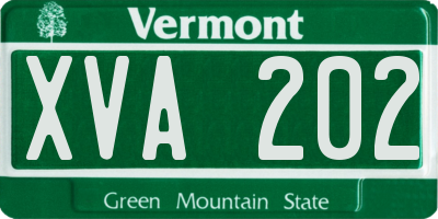VT license plate XVA202