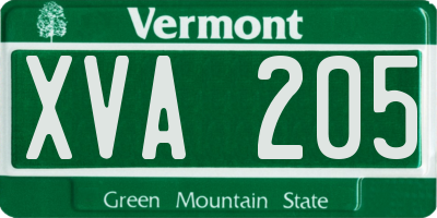 VT license plate XVA205
