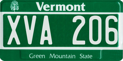 VT license plate XVA206