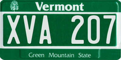 VT license plate XVA207