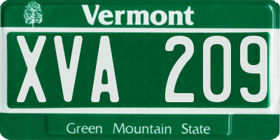 VT license plate XVA209