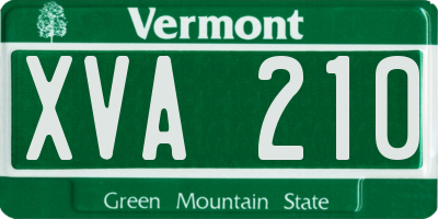 VT license plate XVA210
