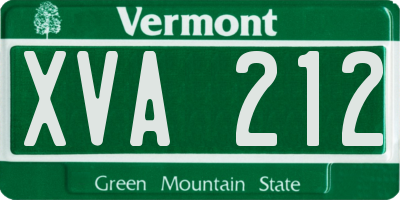 VT license plate XVA212