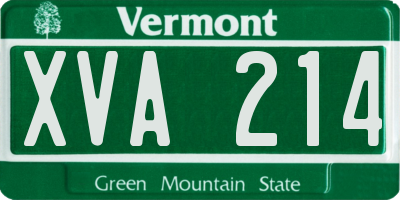 VT license plate XVA214