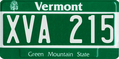 VT license plate XVA215