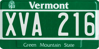 VT license plate XVA216
