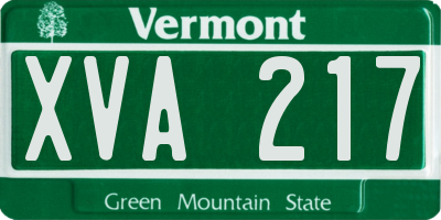 VT license plate XVA217