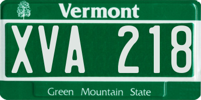 VT license plate XVA218