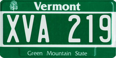 VT license plate XVA219