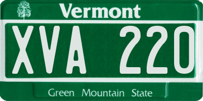 VT license plate XVA220
