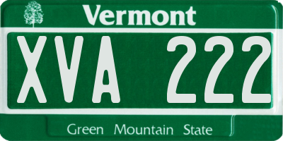 VT license plate XVA222