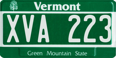 VT license plate XVA223
