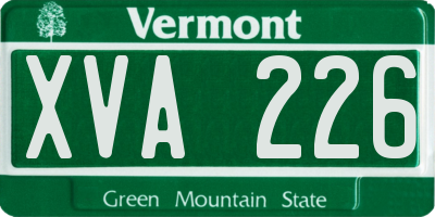 VT license plate XVA226