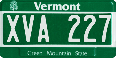 VT license plate XVA227