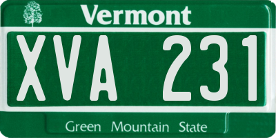 VT license plate XVA231