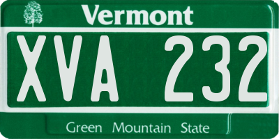 VT license plate XVA232