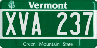VT license plate XVA237