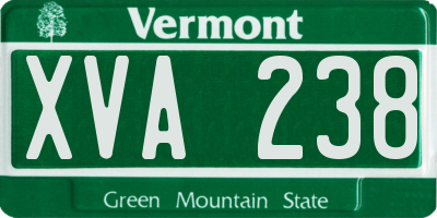 VT license plate XVA238