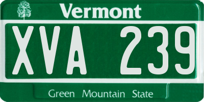 VT license plate XVA239