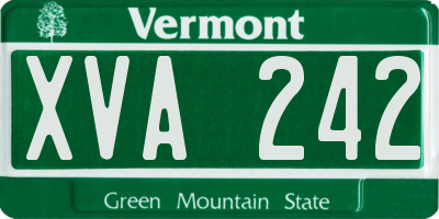 VT license plate XVA242