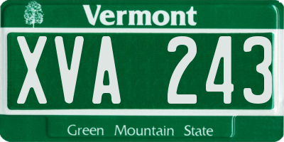 VT license plate XVA243